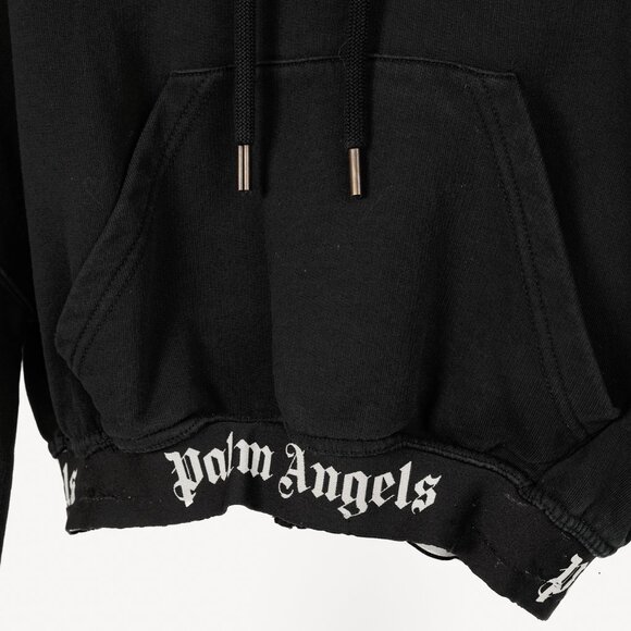 Palm Angels Summer 2019 Black Cropped Logo Print Hoodie - Picture 8 of 12
